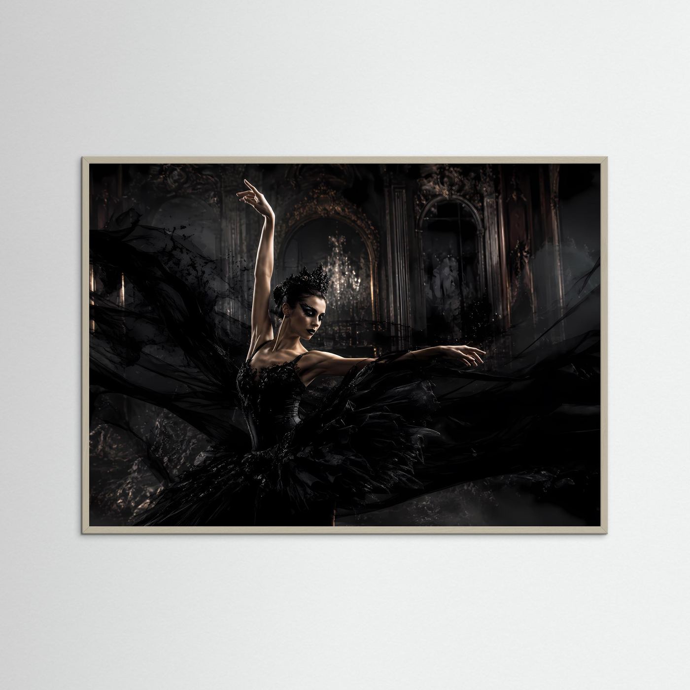 Dramatische Schwarzer Schwan Ballerina | Gothic & Eleganz Kunst Poster Querformat