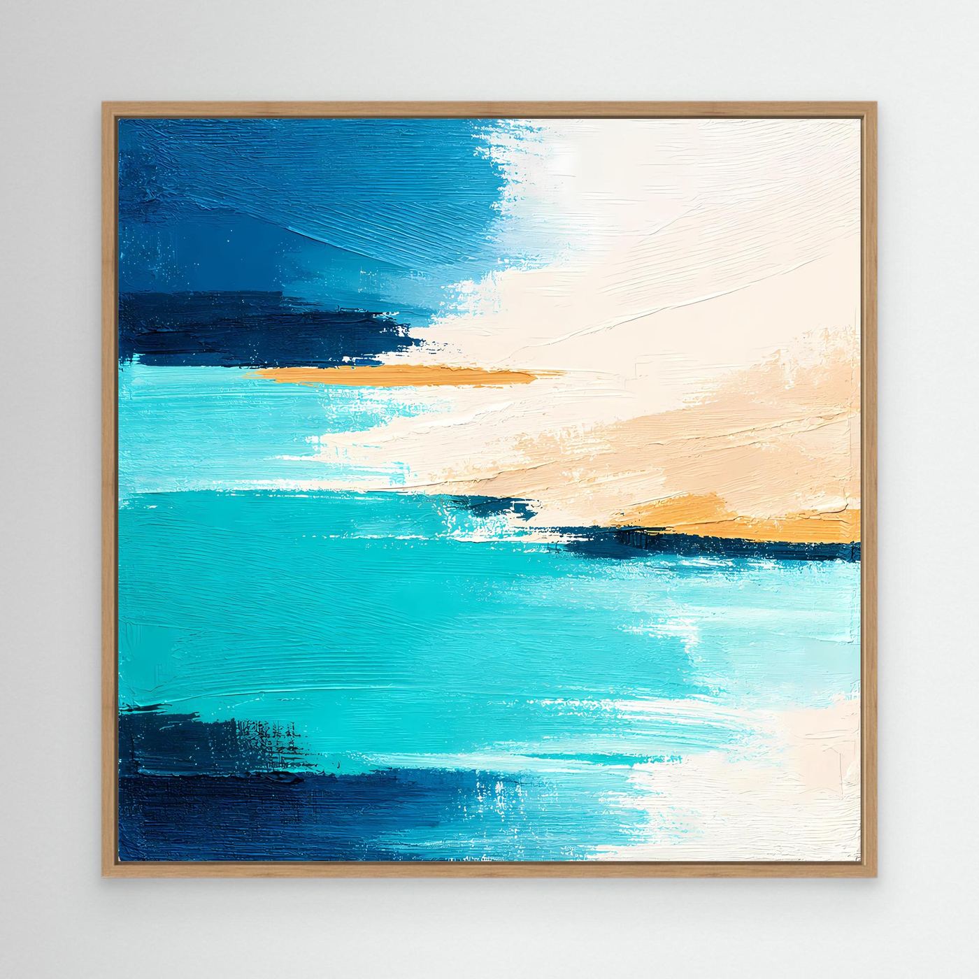 Leinwand Abstrakte Meeresbrise in Türkis und Beige | Modernes Acryl Wandbild