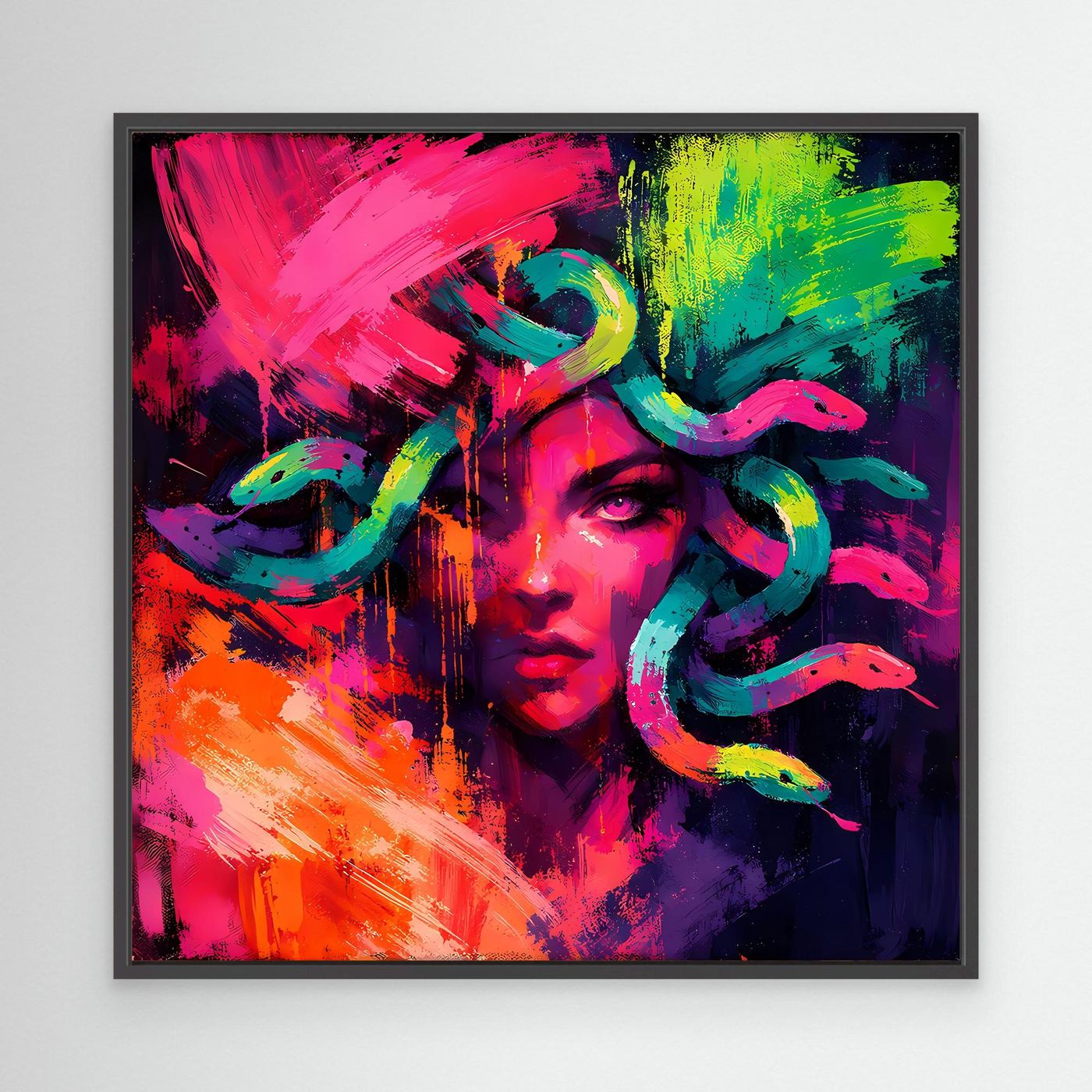 Leinwandbild Abstrakte Medusa im Neon-Stil | Moderner Mythos