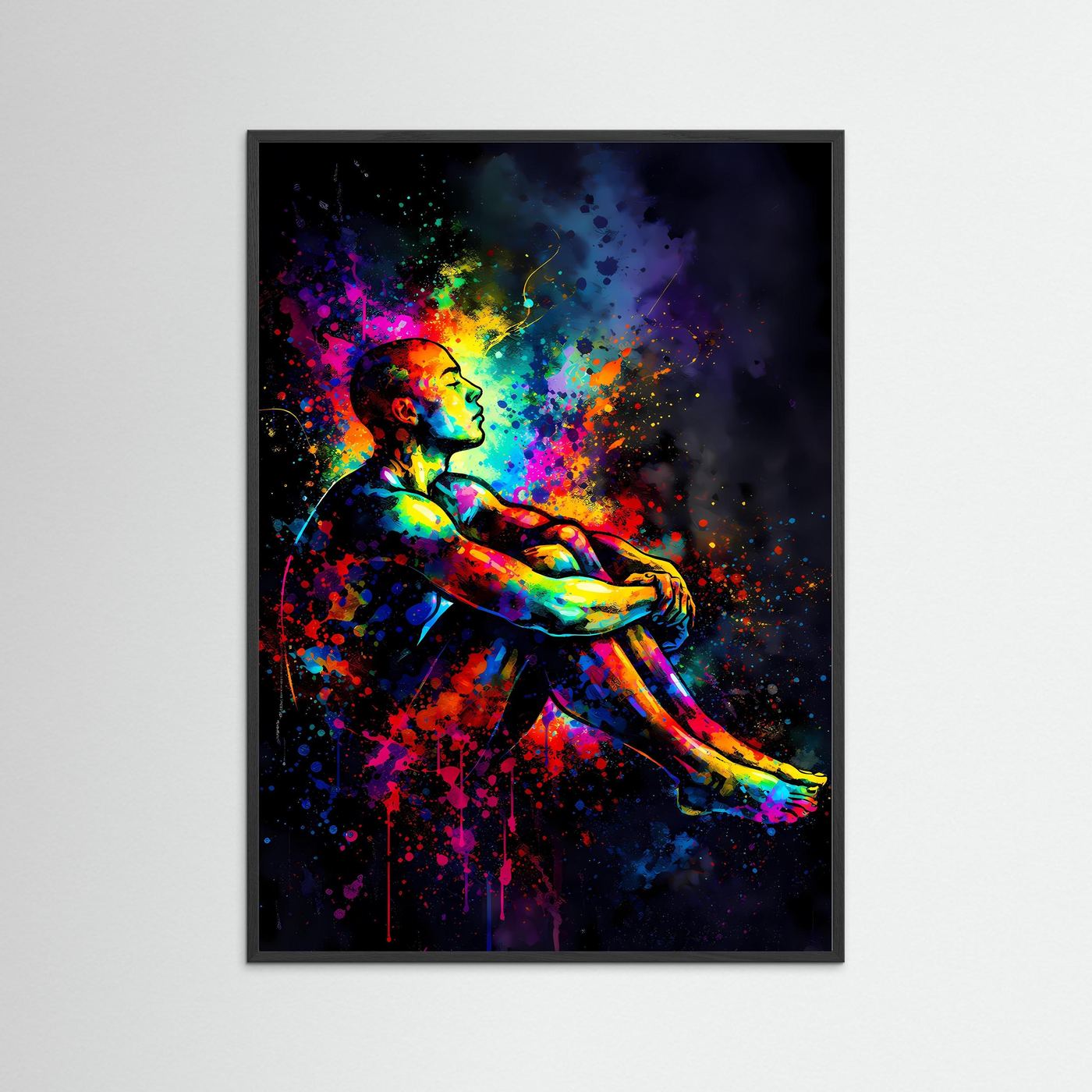 Die Kraft des Geistes | Meditatives Regenbogen Kunst Poster | Abstraktes Mental Health Wandbild Hochformat
