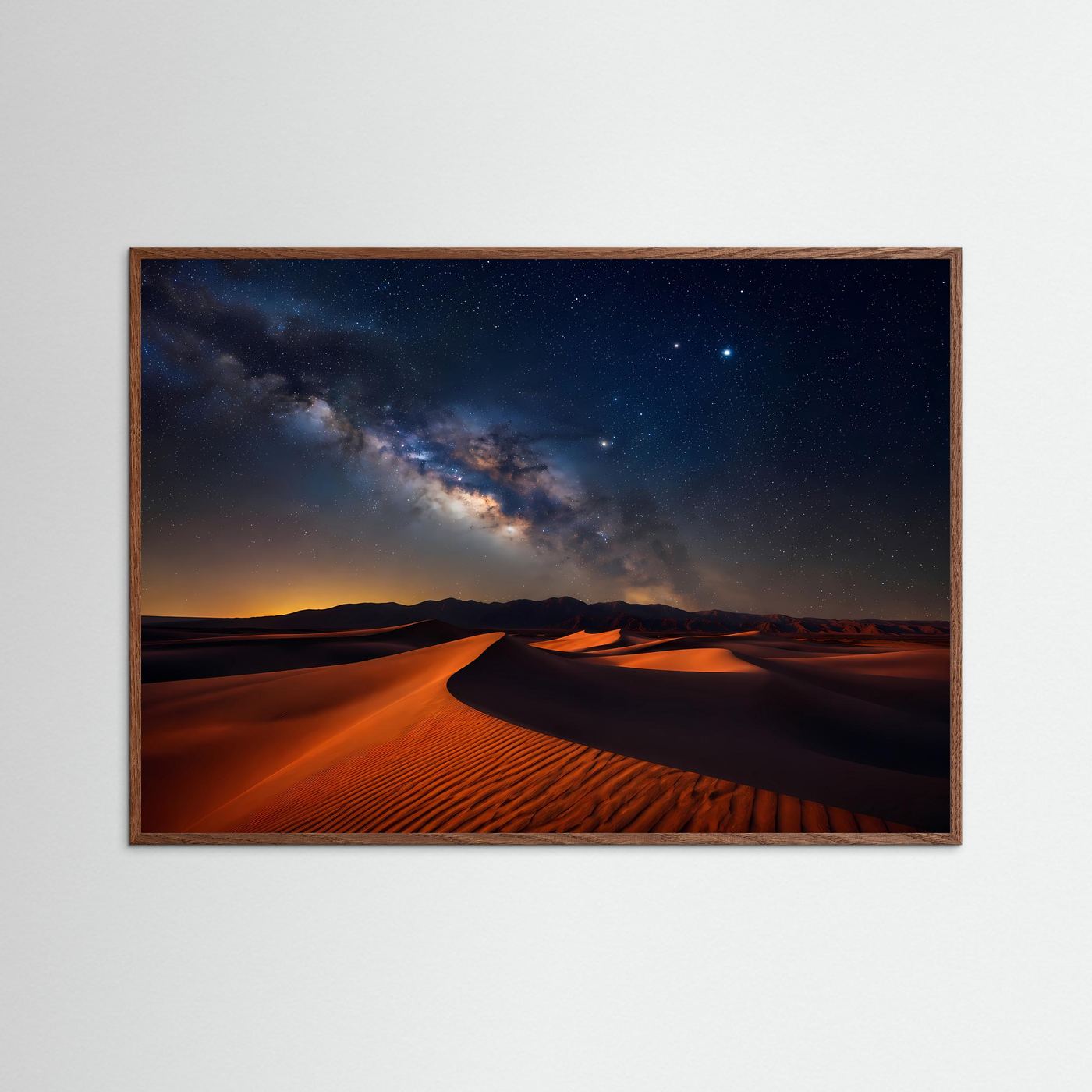 Magische Wüstennacht unter Sternen | Wüstenlandschaft & Milchstraße Poster Querformat