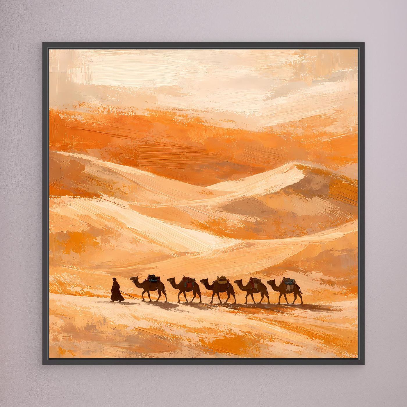 Leinwand Kamelkarawane in der Wüste | Abstraktes Orient Wandbild