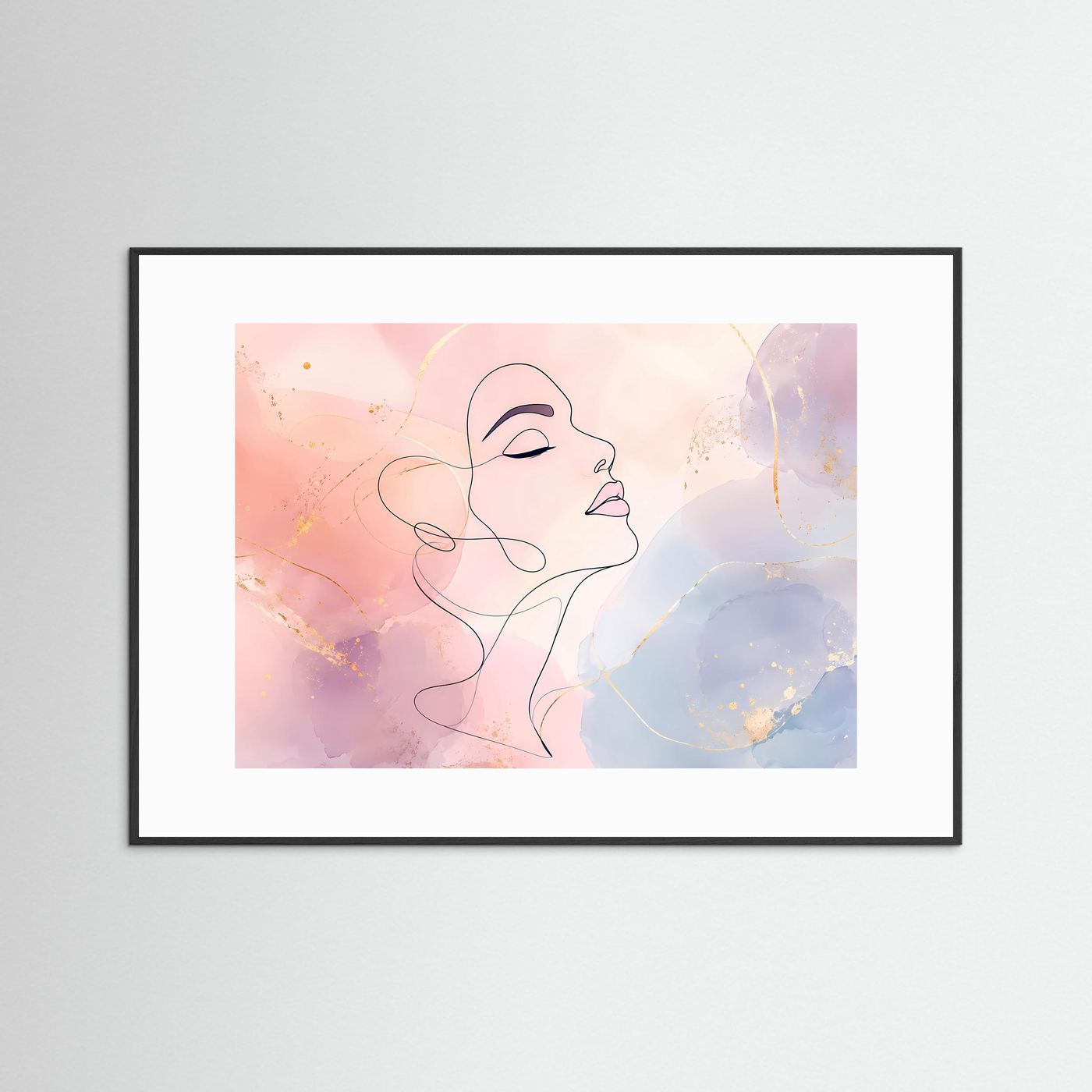 Abstrakte Frauen Silhouette in Pastell | Minimalistische Line Art in Rosa, Blau & Gold