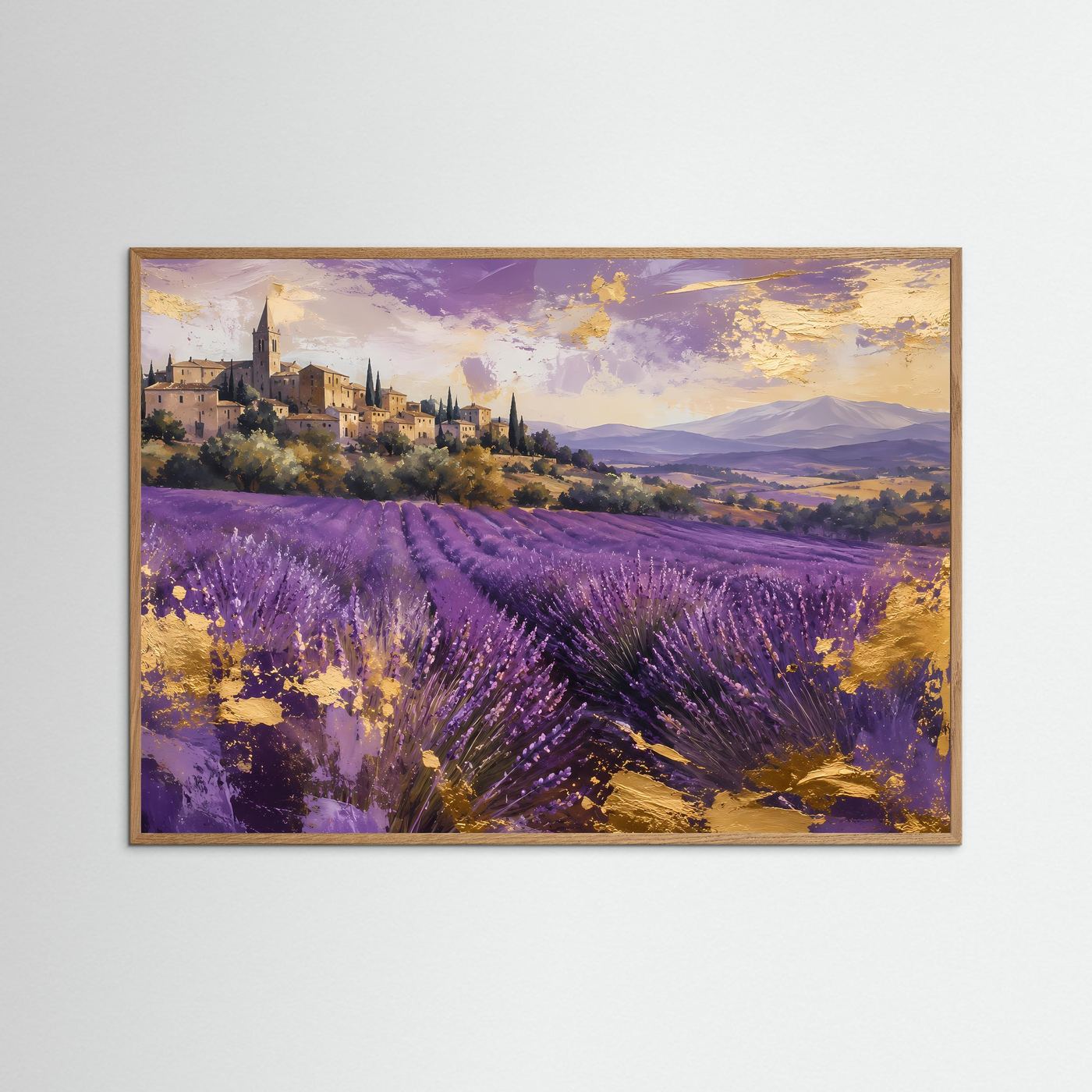 Lavendelfeld in der Provence mit Goldakzenten | Mediterrane Landschaftskunst in Violett