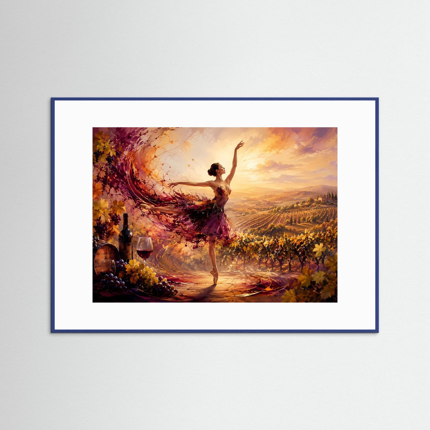 Ballerina im Weinberg | Elegantes Tanz Poster mit Toskana & Weinromantik