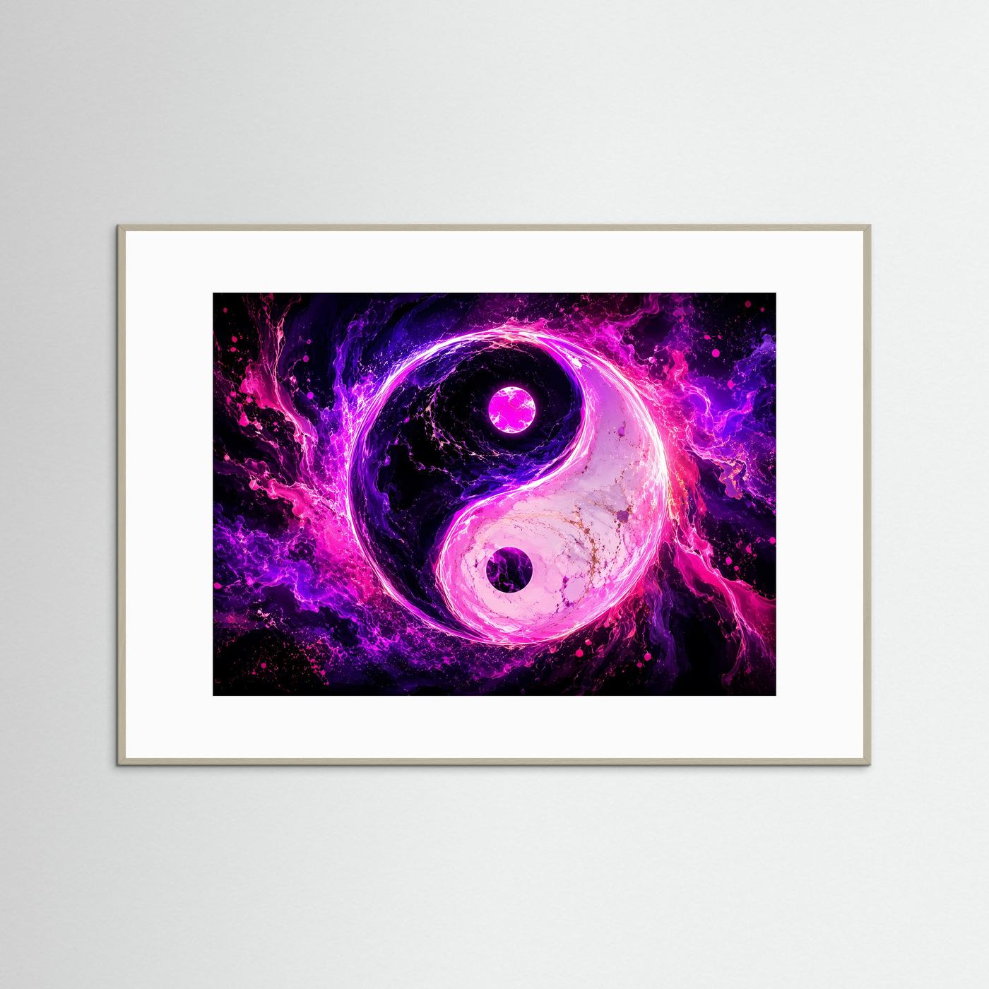 Yin Yang Poster Neon Pink | Spirituelle Wandkunst | Abstraktes Balance Symbol | Moderne Zen Kunst | Energie & Harmonie | Premium Fine Art