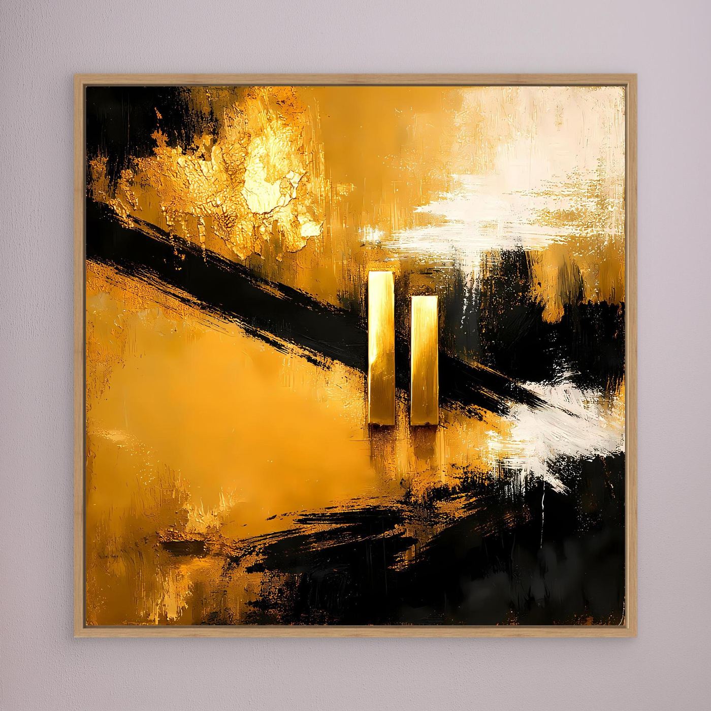 Leinwand Abstrakte Geometrie in Gold und Schwarz | Modernes Minimalistisches Wandbild