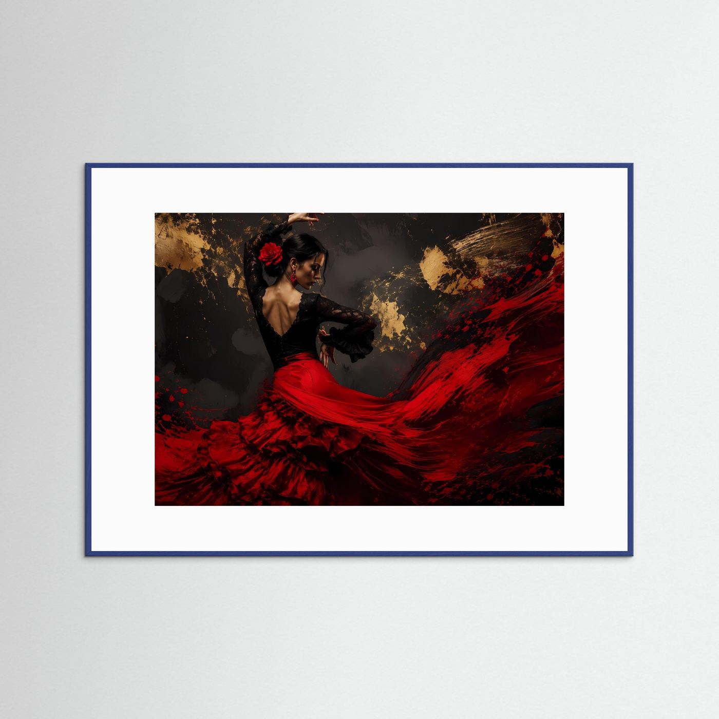 Leidenschaftliche Flamenco-Tänzerin | Spanischer Tanz & Rot-Gold Poster