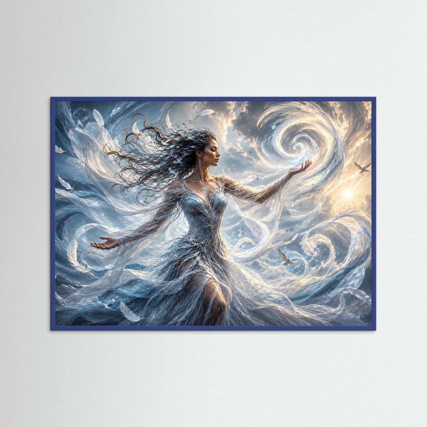 Element Luft Poster | Himmlische Göttin Wandbild | Fantasy Fine Art | Magische Windkunst | Elegante Moderne Leinwand