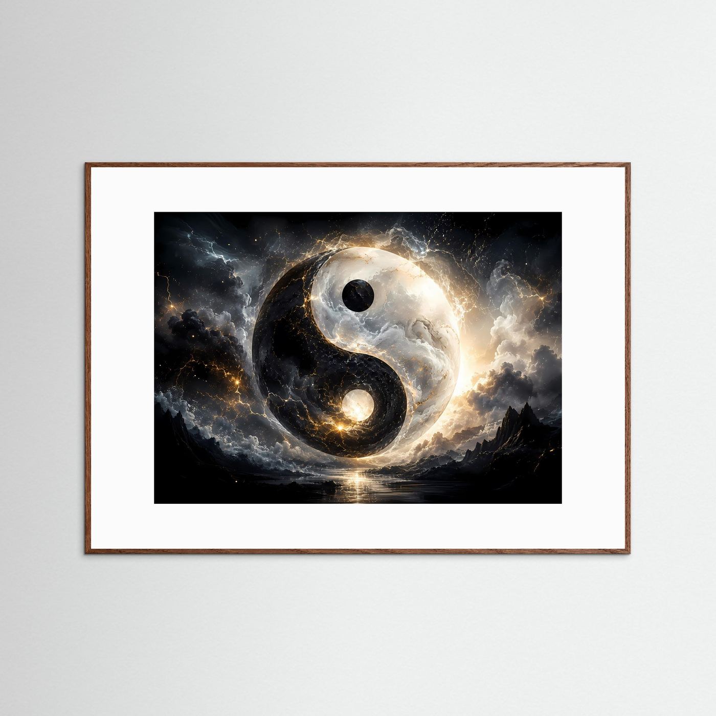 Yin Yang Poster | Spirituelle Wandkunst | Kosmisches Balance Symbol | Abstrakte Schwarz Weiß Kunst | Moderner Fine Art Kunstdruck