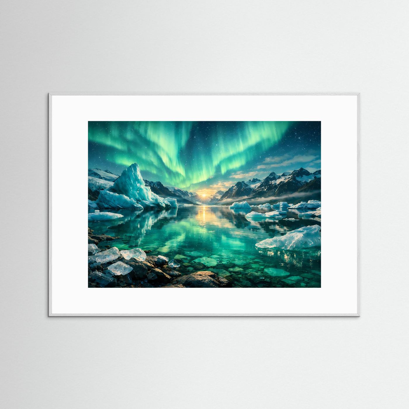 Magische Polarlichter über der Gletscherlandschaft | Natur & Nordlicht-Wandbild