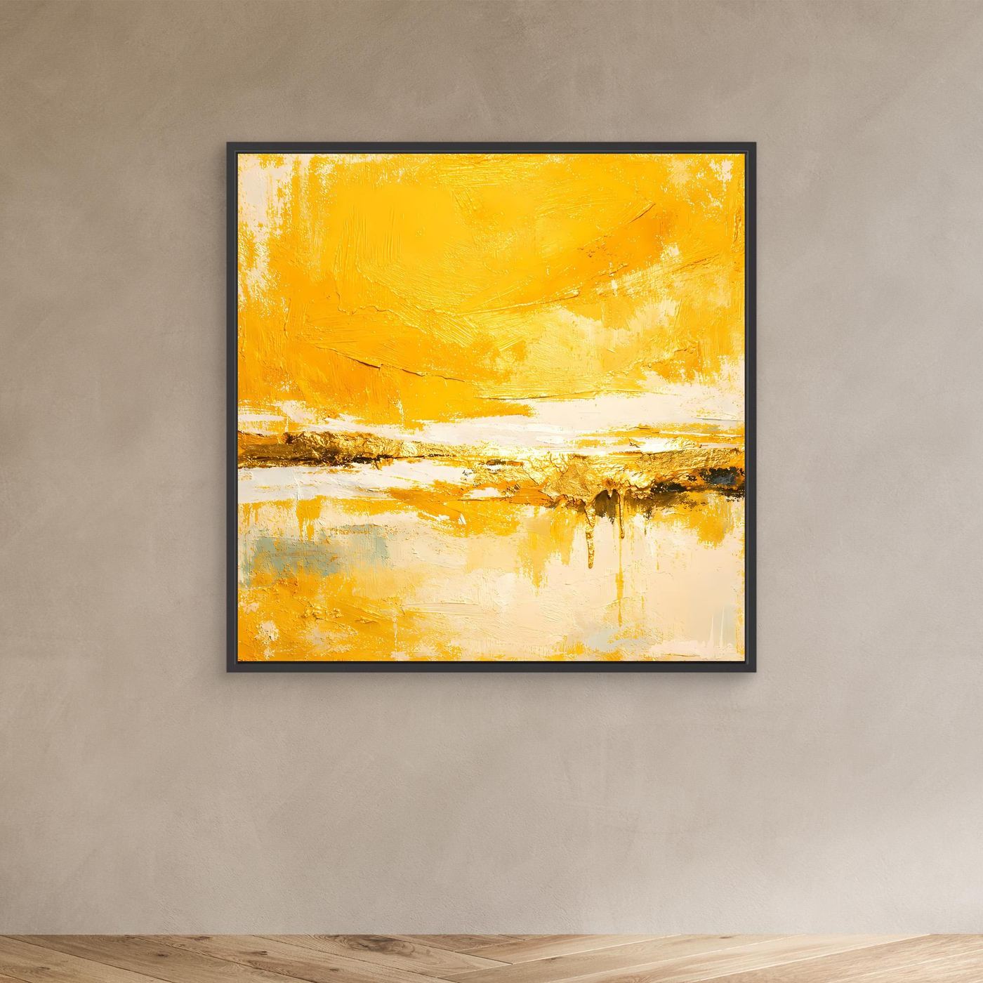 Leinwand Abstraktes Gemälde in Sonnengelb und Gold | Modernes Abstraktes Wandbild