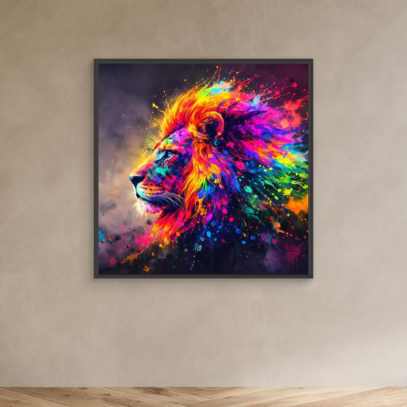 Leinwandbild Majestätischer Löwe | Abstraktes Pop-Art Löwen Wandbild auf Keilrahmen