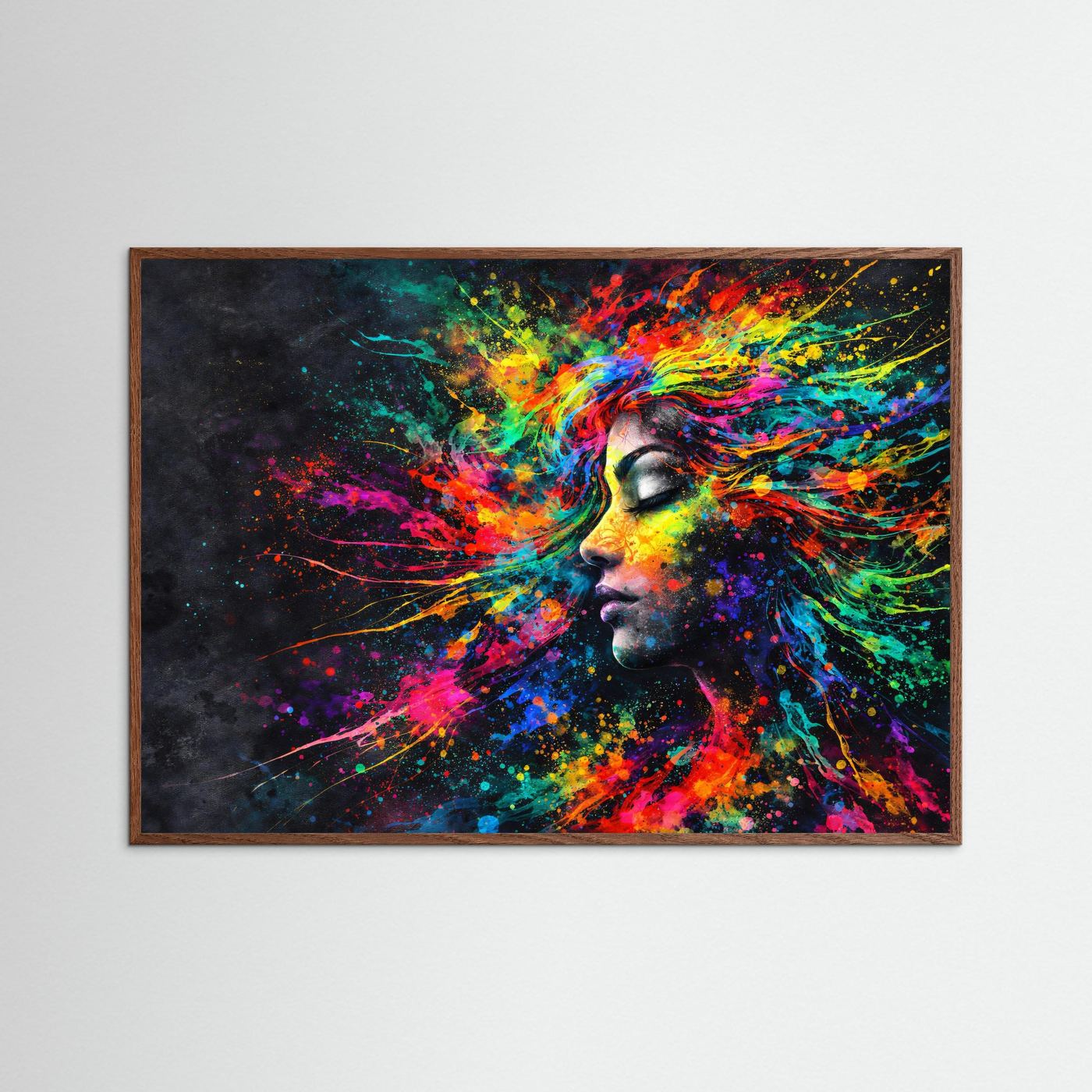 Farbenfrohes Profil einer Frau | Buntes Abstraktes Kunst Poster Querformat