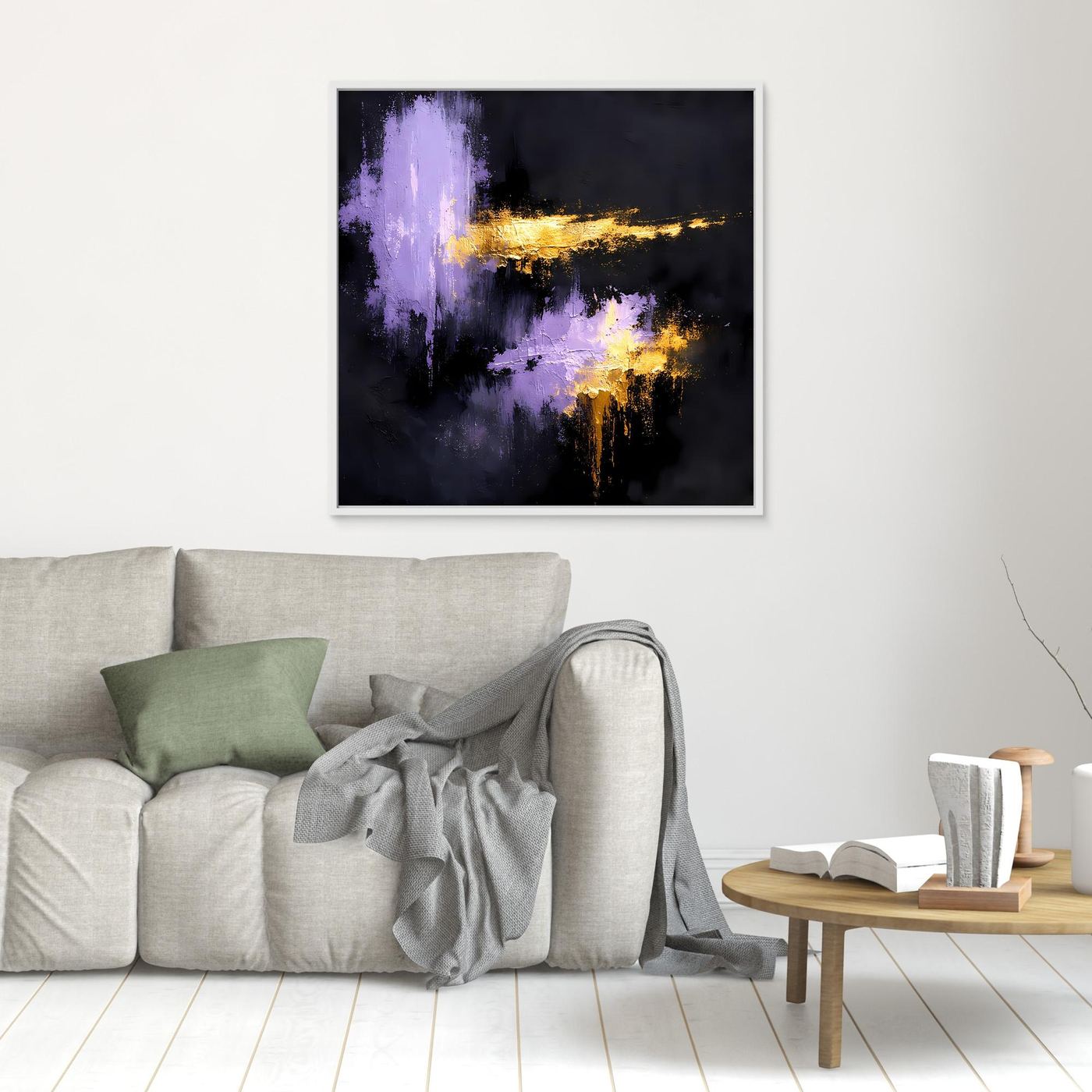 Leinwand Elegante Lila Nuancen und Gold | Modernes Abstraktes Expressionismus Wandbild