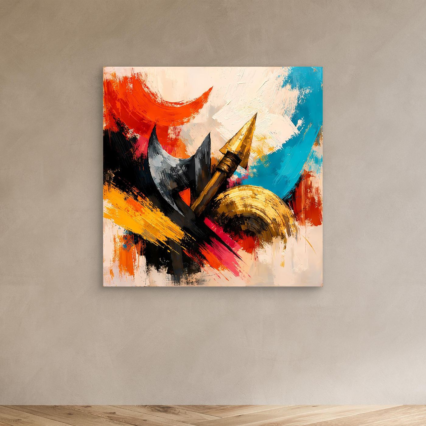 Premium Leinwand Abstrakte Wikinger Waffen | Modernes Kunst Poster Historische Wanddeko
