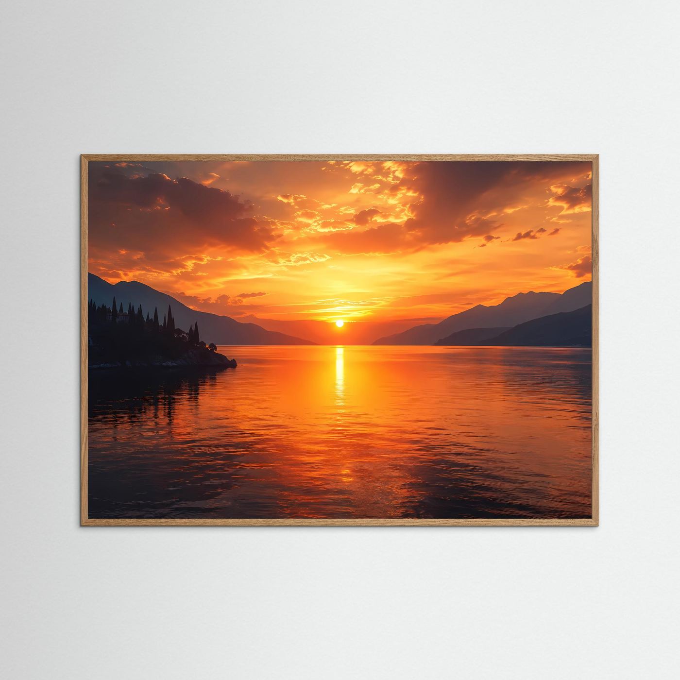 Goldener Abend am See | Romantisches Sonnenuntergang Panorama Poster