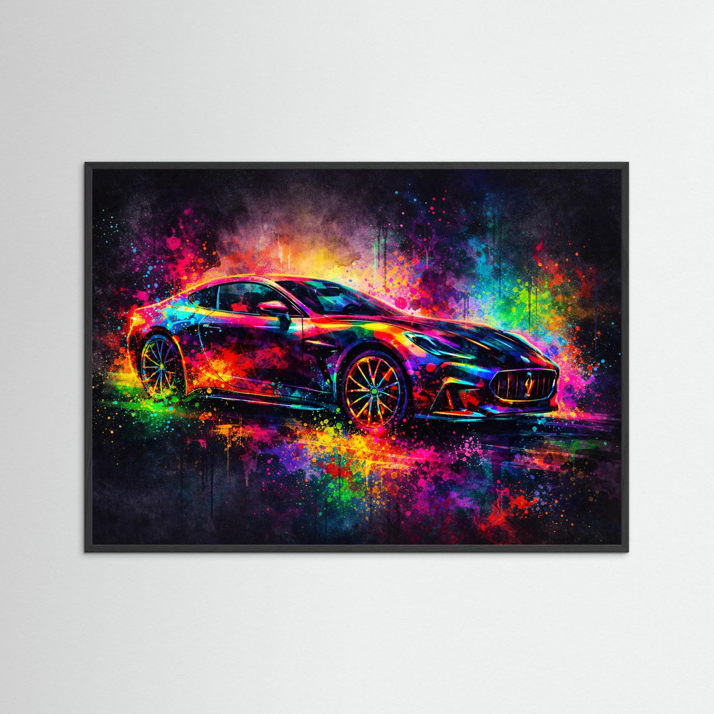 Pulsierende Dynamik & Sportwagen | Moderner Kunst Print Querformat Wandbild