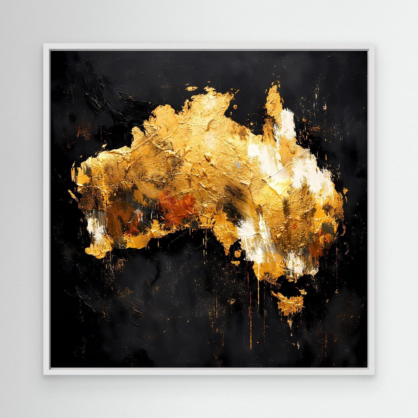 Leinwand Goldene Landkarte von Australien | Modernes Luxus Wandbild Kontinent