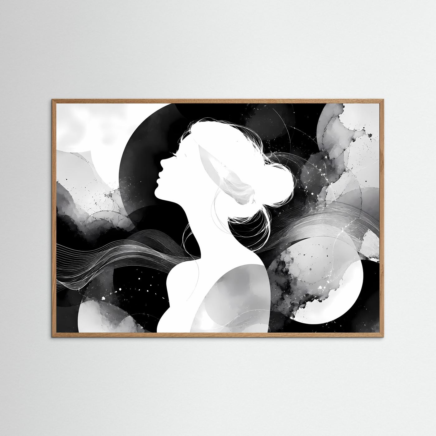 Abstrakte Frauen Silhouette Schwarz Weiß | Minimalistische Wandkunst | Modernes Line Art Poster | Elegante Monochrome Kunst | Zeitlose Leinwand
