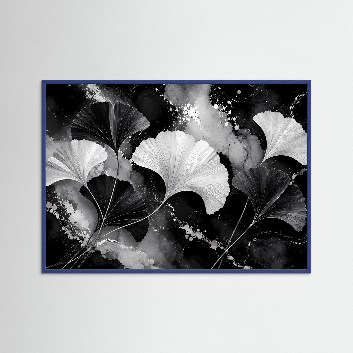 Ginkgo Blätter Poster Schwarz Weiß | Moderne Botanische Wandkunst | Elegantes Abstraktes Natur Wandbild | Minimalistische Kunst