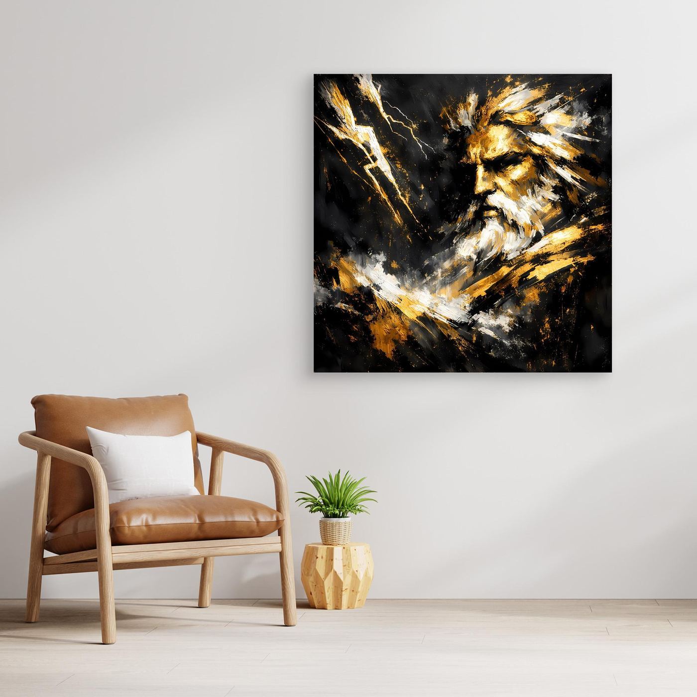 Leinwand Goldener Zeus Göttervater | Abstraktes Mythologie Wandbild Modern