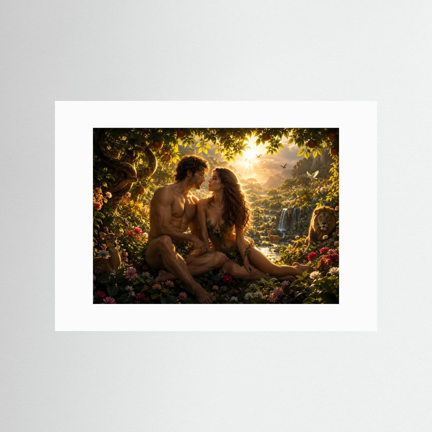 Garten Eden | Romantisches Natur & Mythologie Poster im Querformat