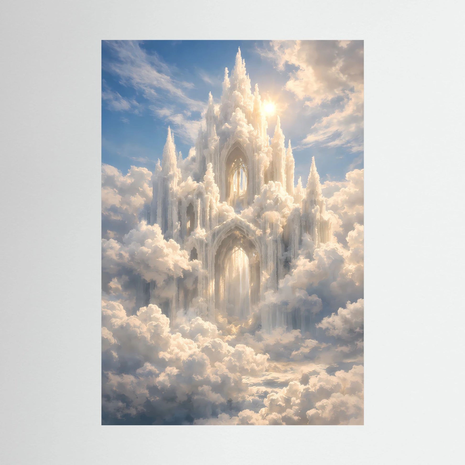 Hochformat-Poster mit Schloss in Wolken, ohne Rahmen