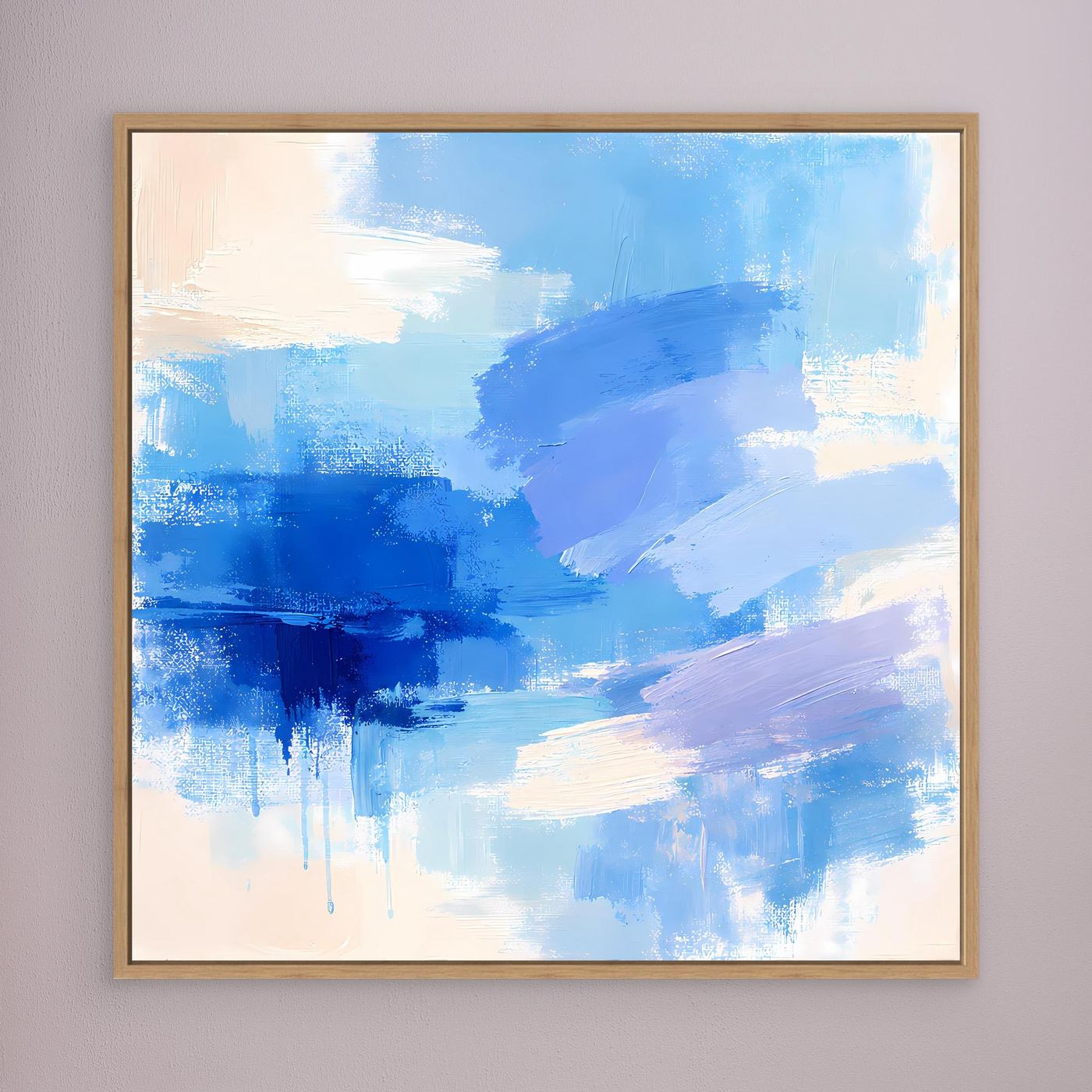 Leinwand Abstrakte Blaue Pinselstriche | Modernes Minimalistisches Wandbild Meer