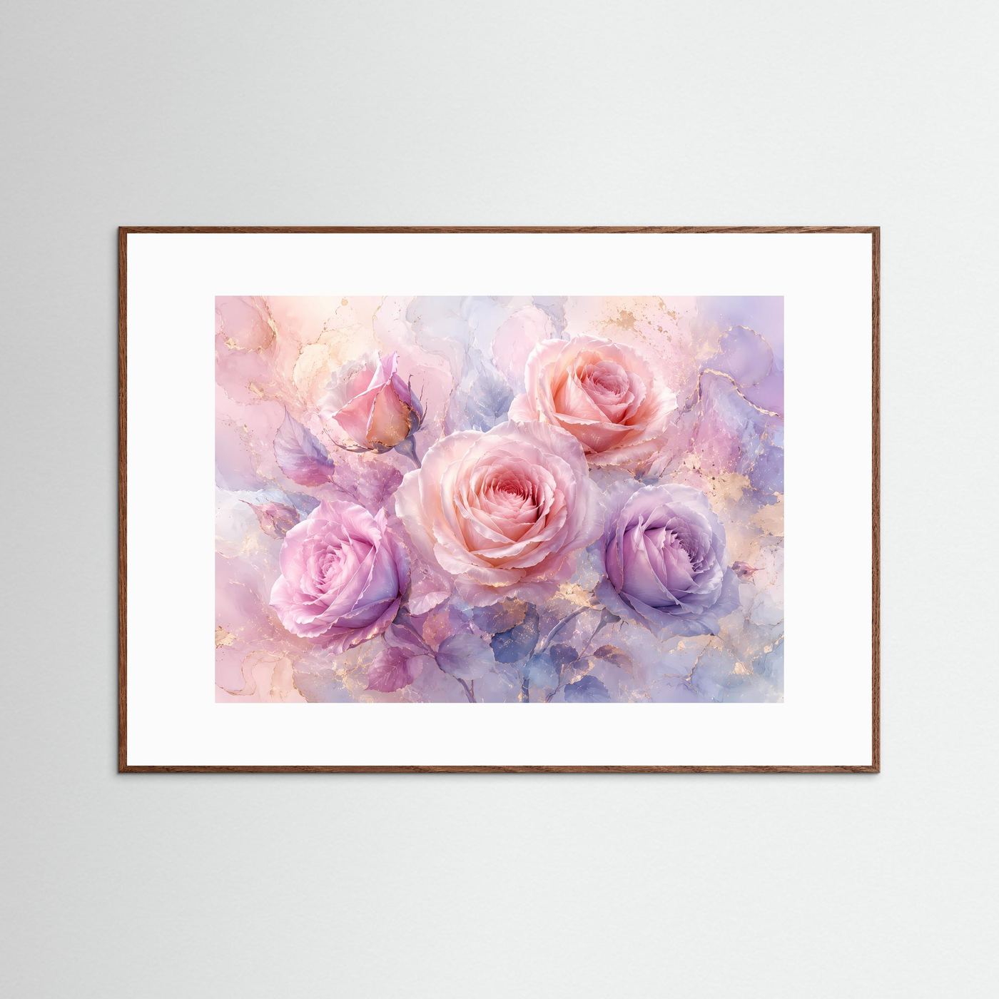 Rosen Poster Pastell | Zarte Rosenblüten in Rosa & Flieder | Florale Wandkunst | Modernes Blumenbild | Leinwand | Premium Wall Art