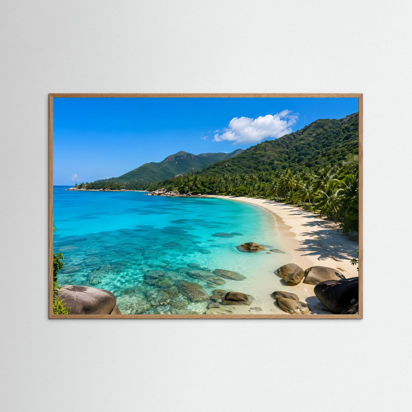 Tropische Traumbucht | Türkisblaues Meer & Palmen Wandbild