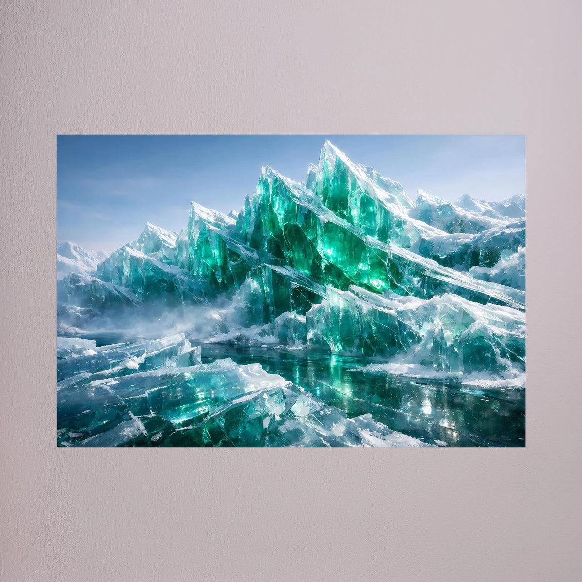 Wandposter mit smaragdgrünen Eisbergen, Querformat, Detailansicht