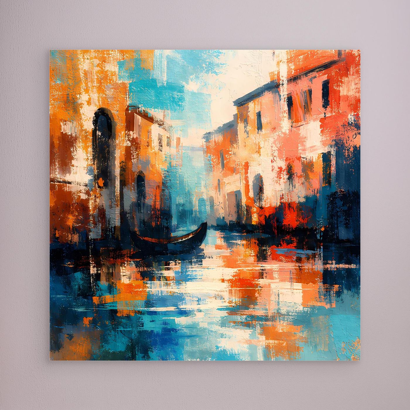 Leinwand Romantisches Venedig bei Sonnenuntergang | Abstraktes Gondel Wandbild
