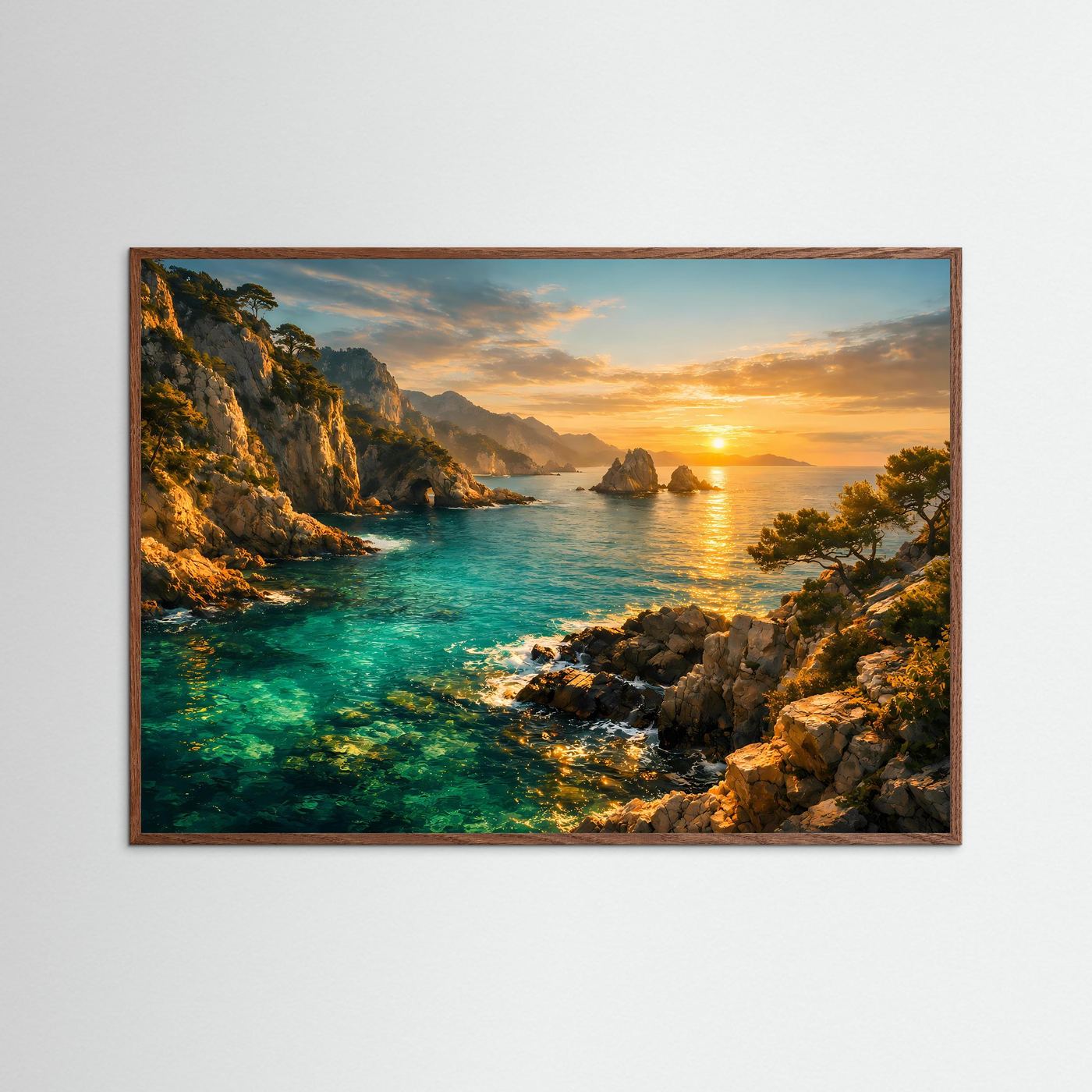 Sonnenuntergang an der Steilküste | Panorama Meer & Natur Poster Querformat