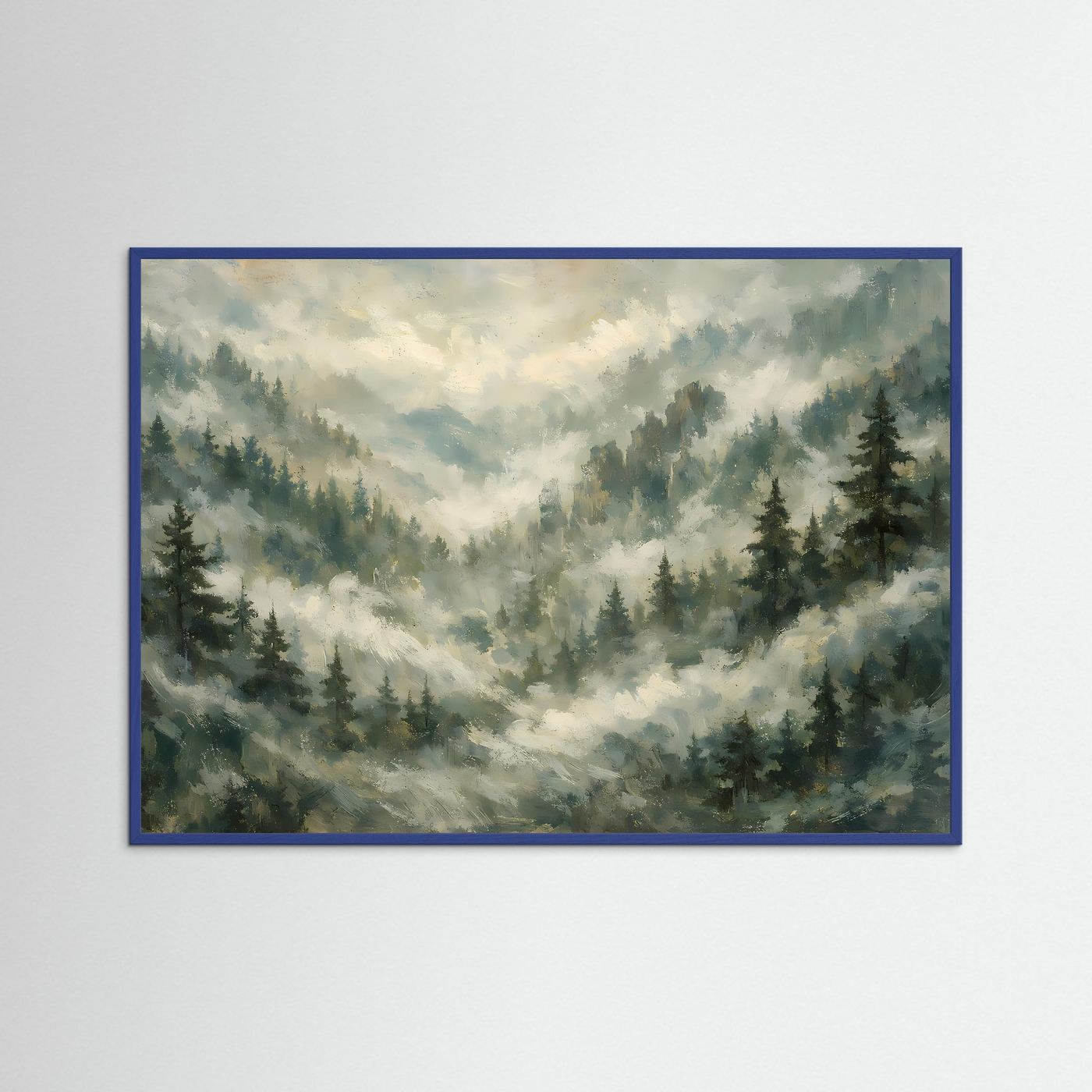 Neblige Bergidylle im Tannenwald | Panorama Natur & Landschaft Poster Querformat