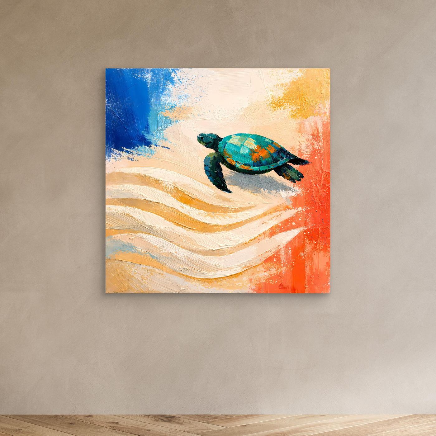 Leinwand Elegante Meeresschildkröte im Ozean | Abstraktes Strand & Meer Wandbild