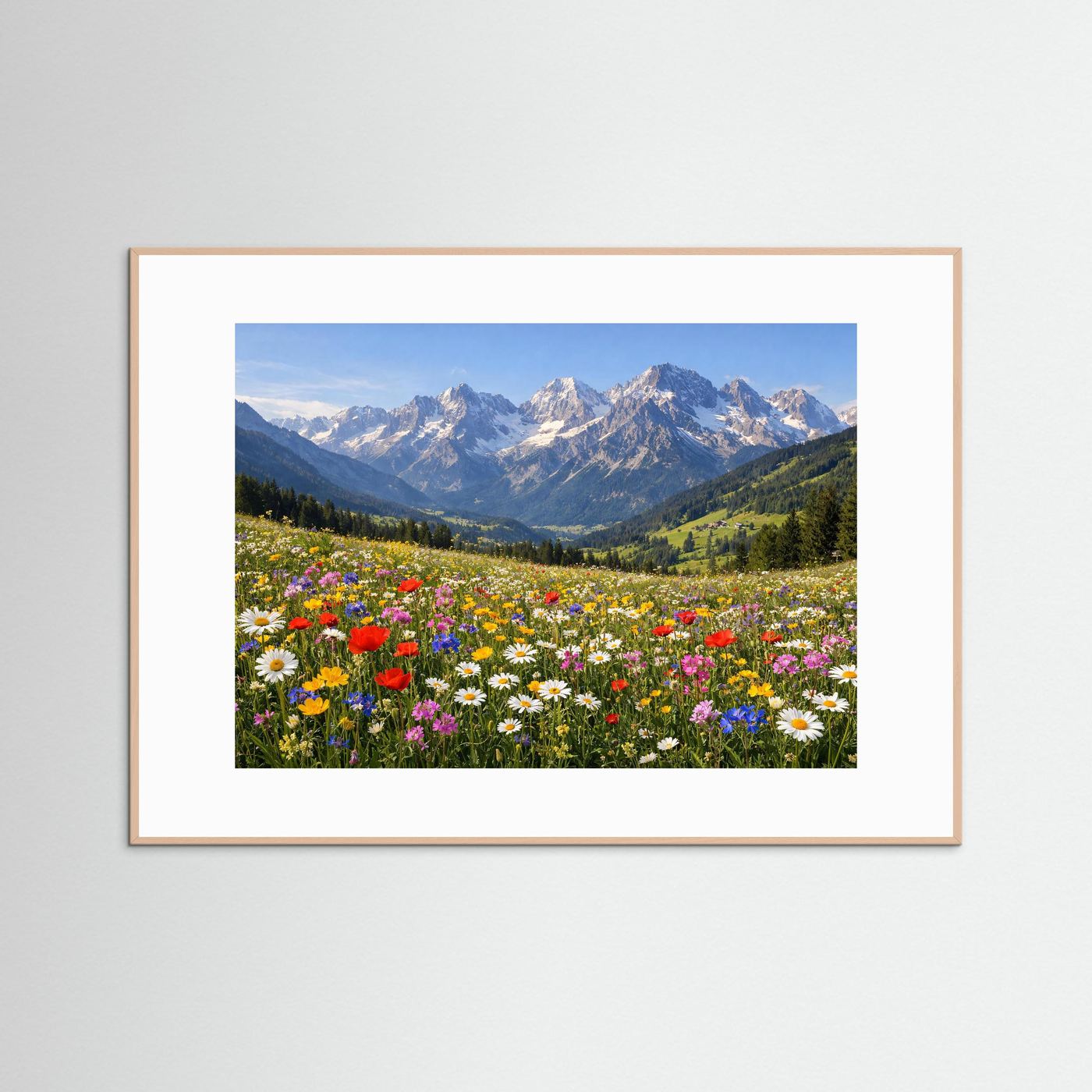 Blühende Alpenwiese vor schroffen Gipfeln | Panorama Berg & Natur Poster Querformat