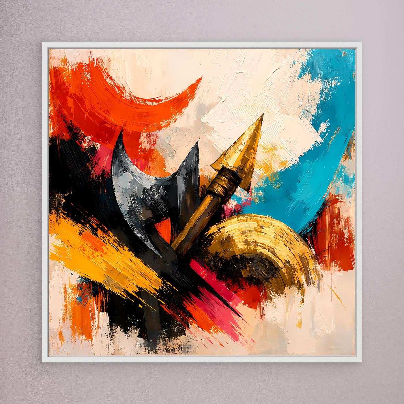 Premium Leinwand Abstrakte Wikinger Waffen | Modernes Kunst Poster Historische Wanddeko