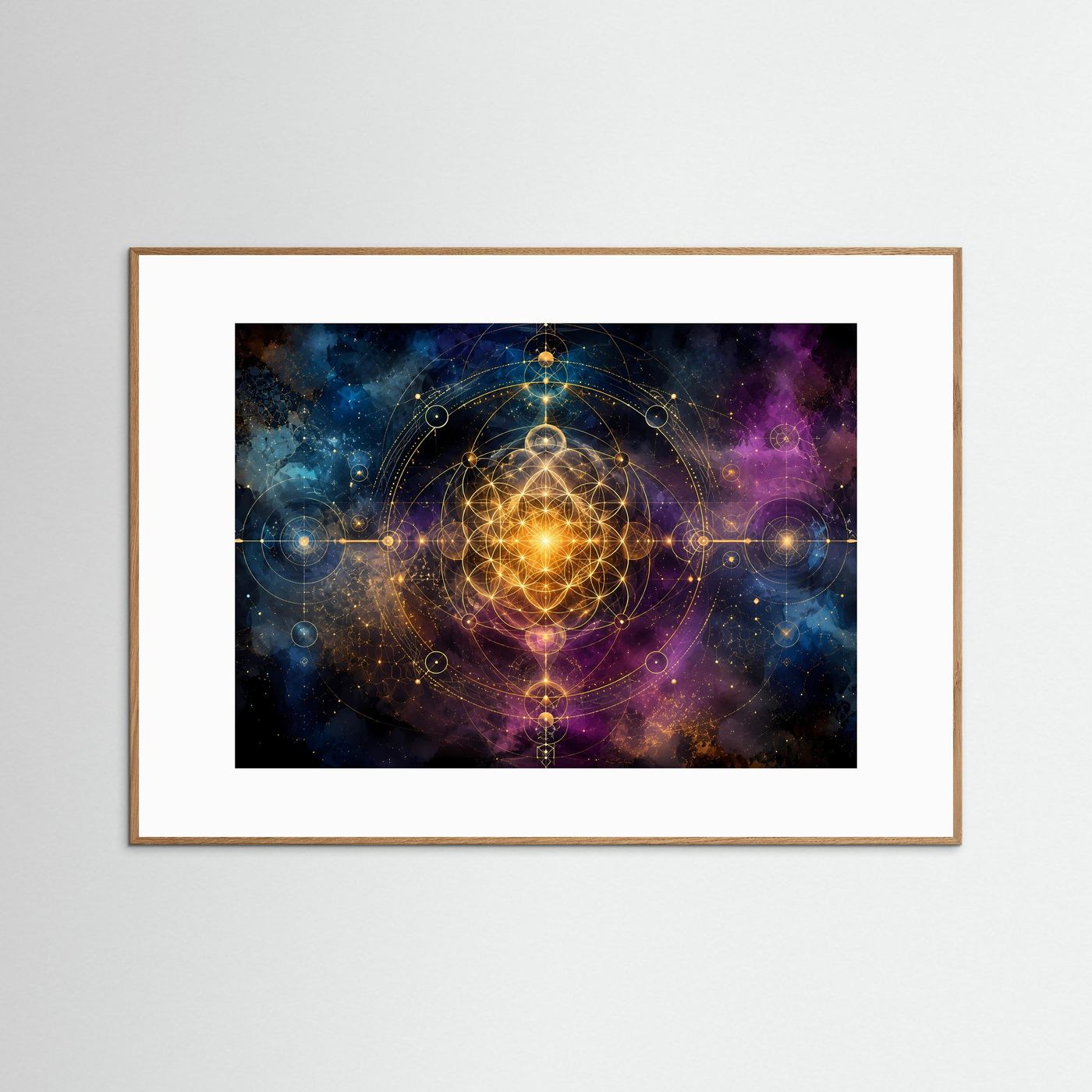 Heilige Geometrie im Kosmos | Spirituelles Universum & Astrologie Poster im Querformat