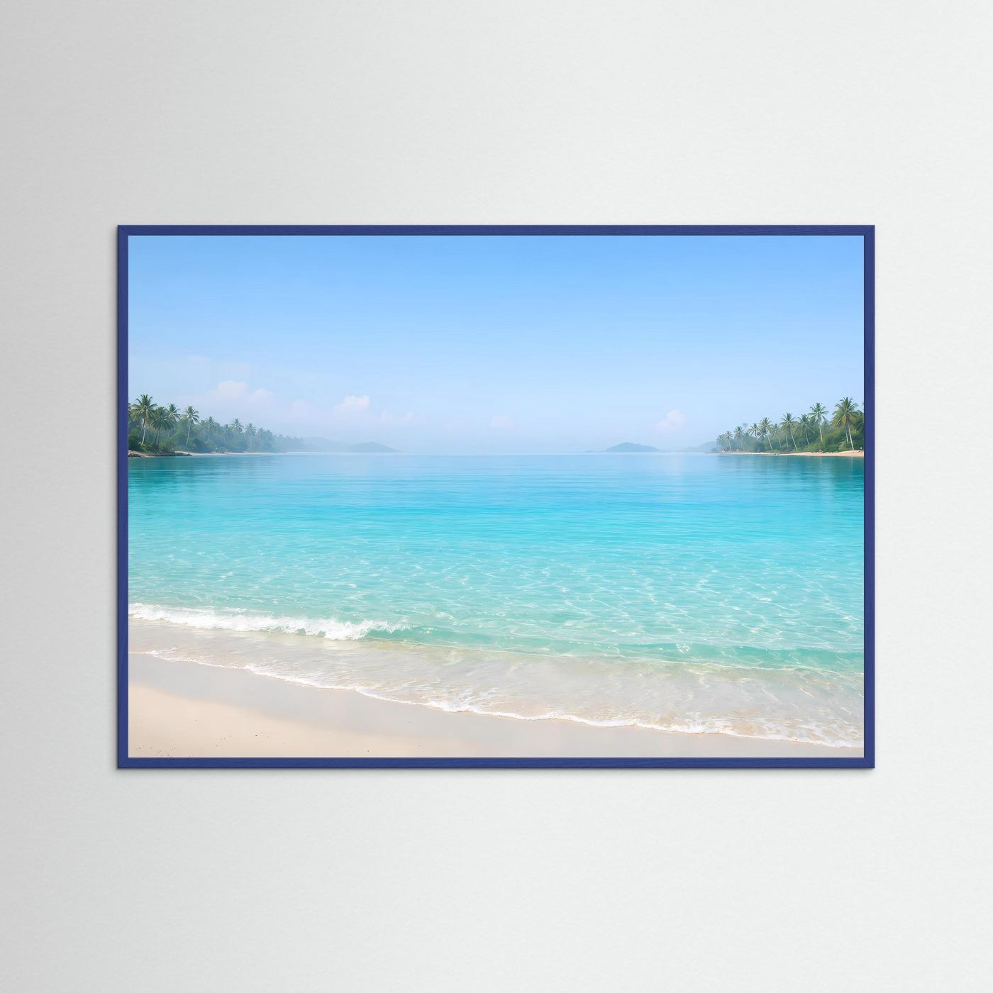 Traumhafte Tropenbucht mit Palmen | Panorama Strand & Meer Poster Querformat