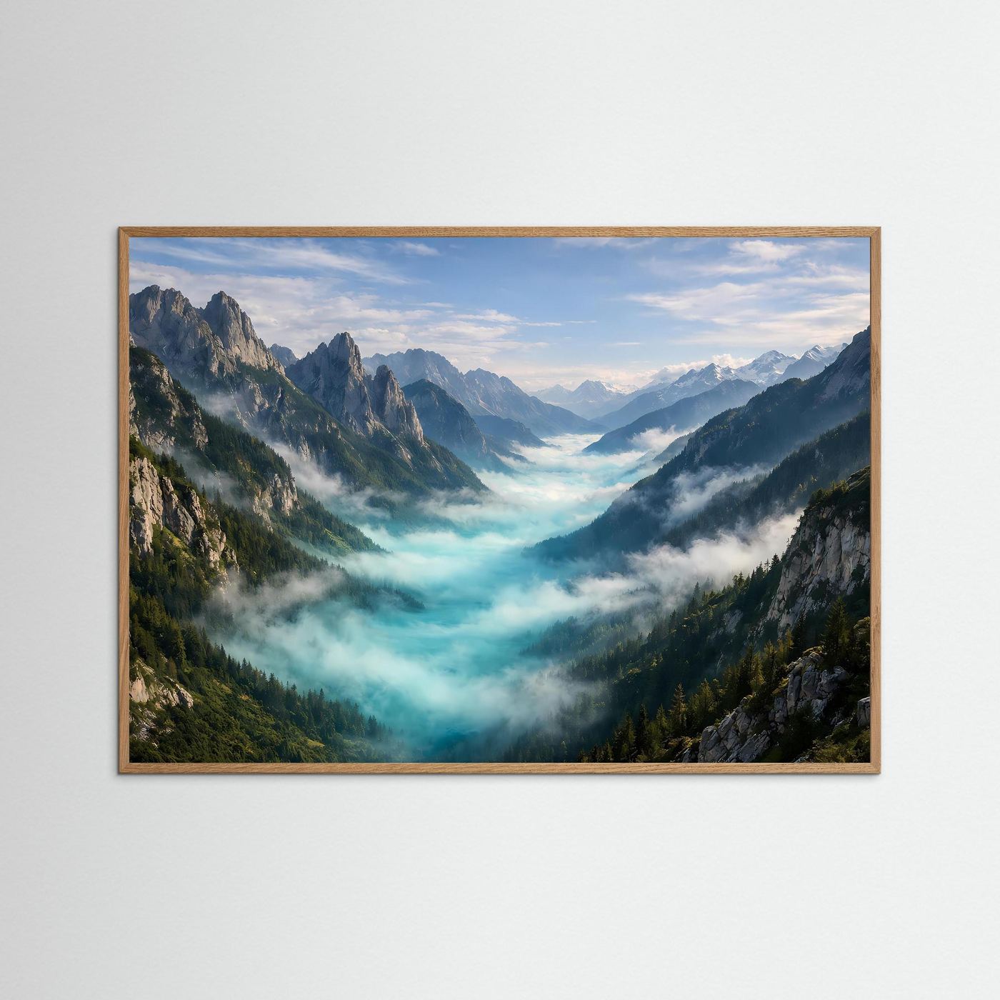 Poster Alpenlandschaft im Nebeltal | Magischer Bergwald Wandbild