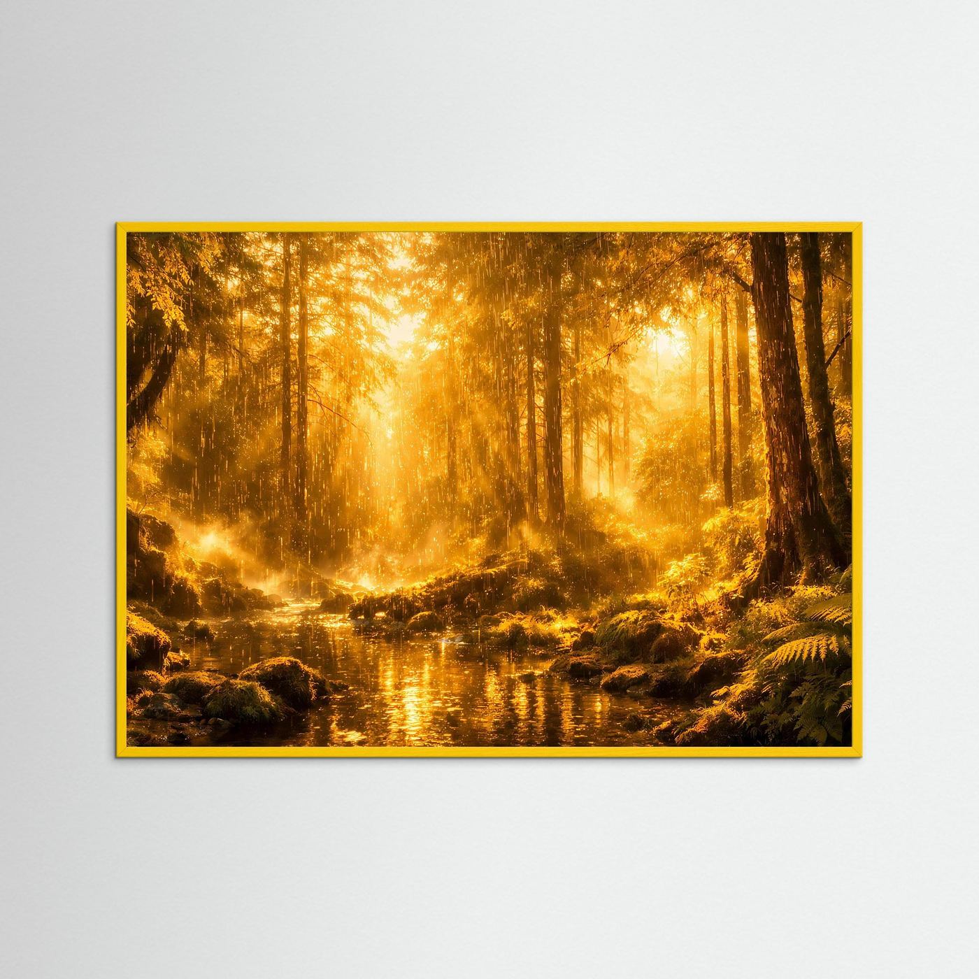 Poster Mystische Waldlandschaft mit Fluss | Majestätisches Urwald Wandbild