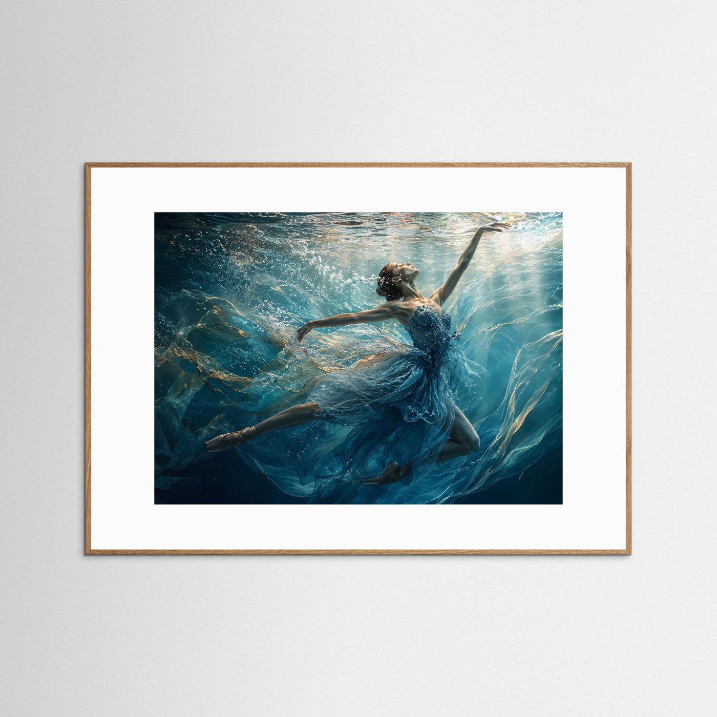 Ballerina Unterwasser Poster | Tänzerin im Ozean | Elegante Wasserkunst | Ballett Wandbild | Fine Art Print