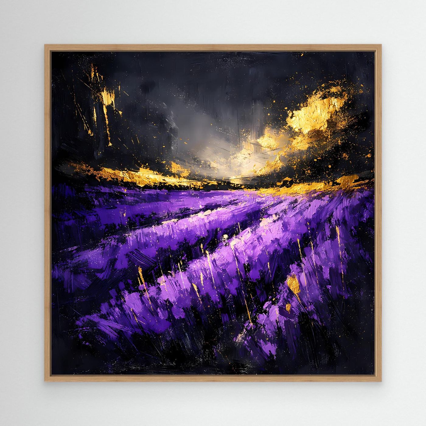 Leinwand Abstraktes Lavendelfeld im Abendlicht | Modernes Natur Wandbild