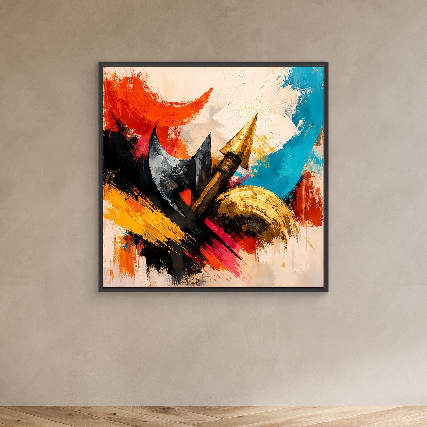 Premium Leinwand Abstrakte Wikinger Waffen | Modernes Kunst Poster Historische Wanddeko