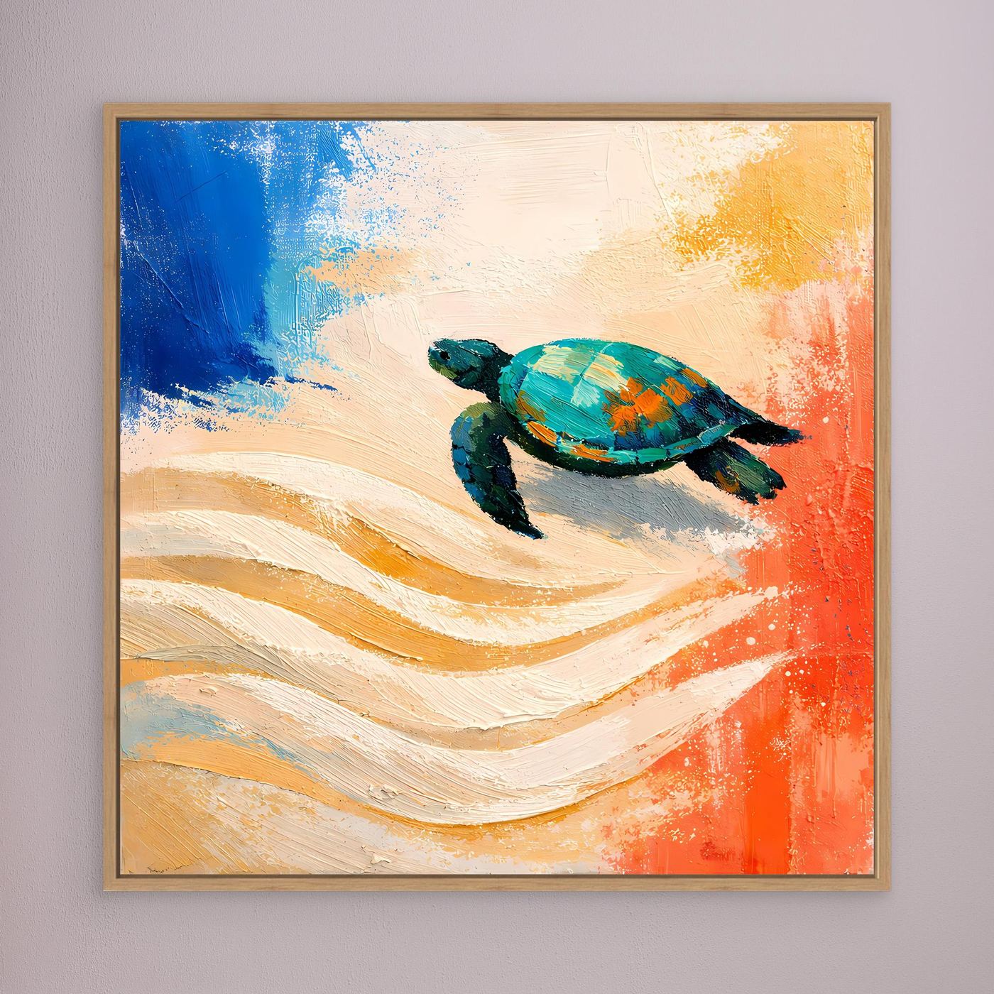 Leinwand Elegante Meeresschildkröte im Ozean | Abstraktes Strand & Meer Wandbild
