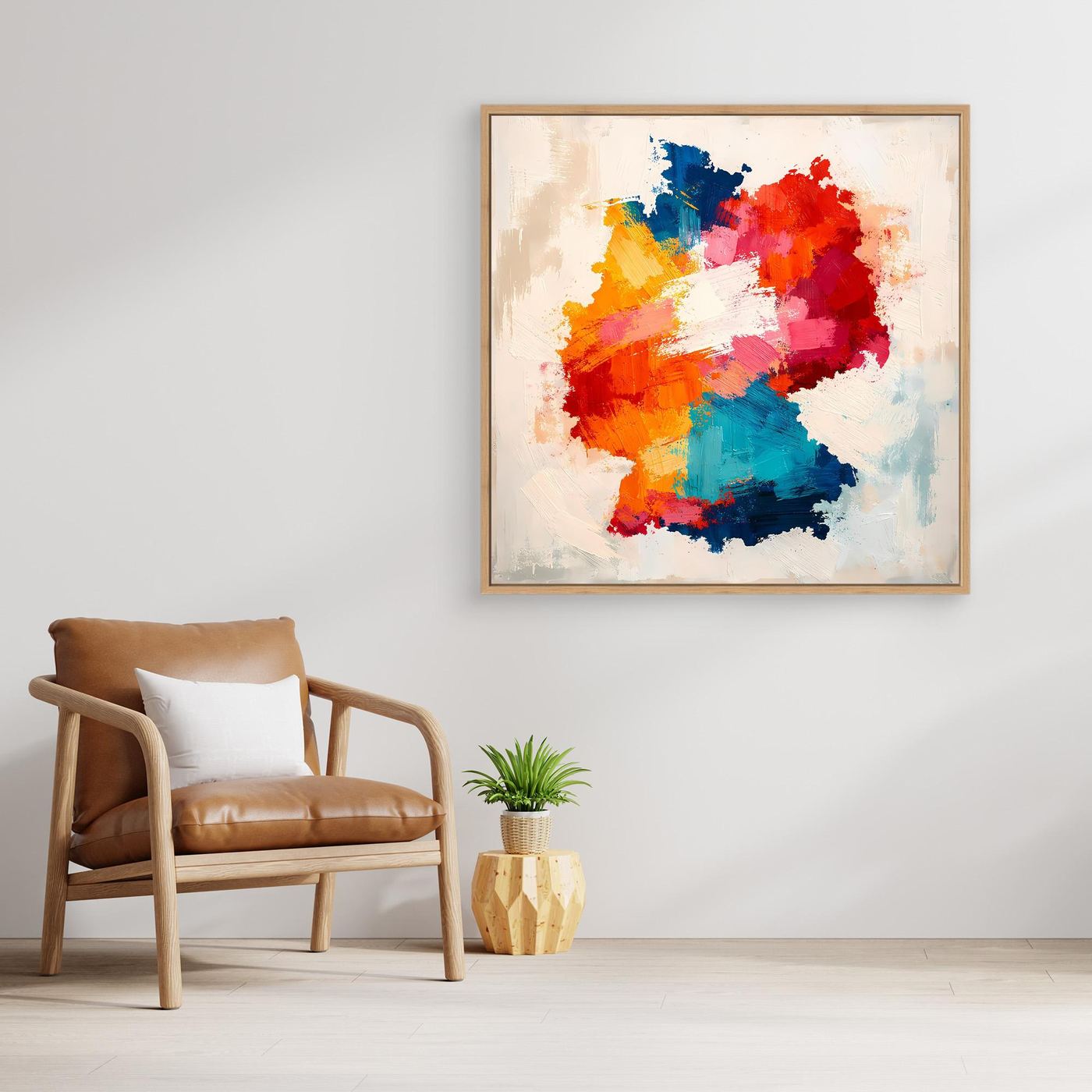 Abstract Germany map canvas wall art in oak frame