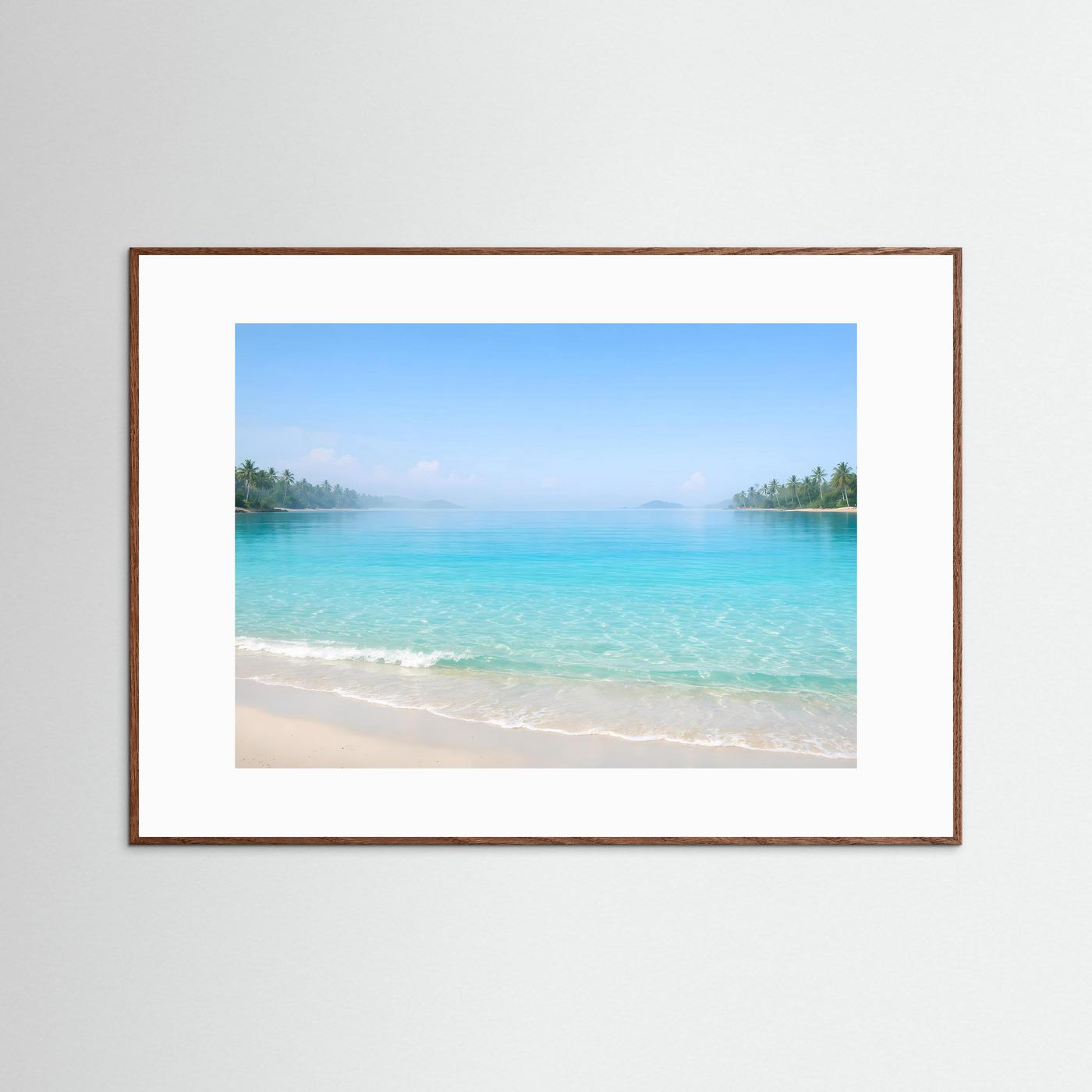 Traumhafte Tropenbucht mit Palmen | Panorama Strand & Meer Poster Querformat