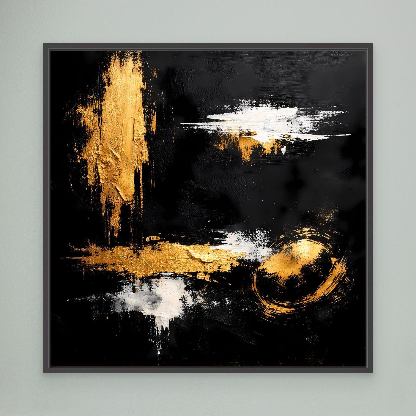 Leinwand Abstraktes Meisterwerk in Gold und Weiß | Modernes Galerie Wandbild
