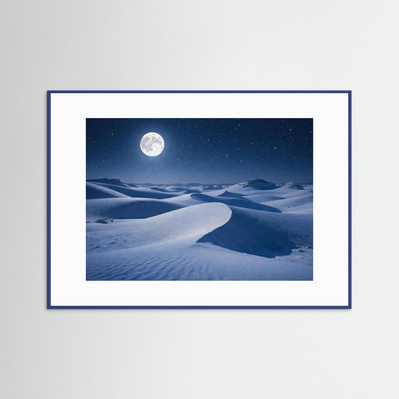 Mondschein über der weißen Wüste | Sternenhimmel & Dünen Natur Poster Querformat
